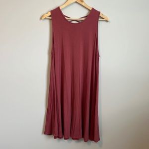 Pink ribbed shift dress
